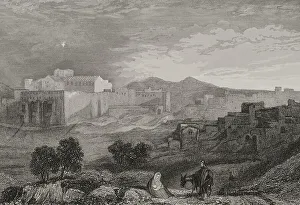 Aubert Prints: Bethlehem. General view. Engraving by Aubert