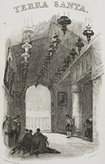 Recorridos Prints: Bethlehem. Shrine of the Nativity. Engraving by Rouargue