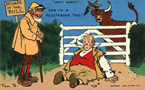 Images Dated 24th July 2019: Beware of the Bull - Man comes a cropper