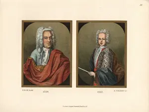 Bewigged men from German oil portraits of