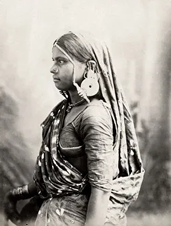 Gala Prints: A Bheel woman in gala costume, India