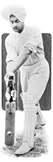 Cricketer Prints: Bhupinder Singh, Maharajah of Patiala playing cricket