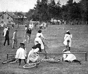 Crawling Prints: Bicycle Obstacle Race for Girls, 1898