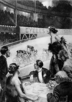 Cyclists Prints: Bicycle Race at the Velodrome d Hiver, Paris, 1921