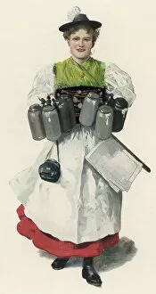 1899 Collection: Biergarten waitress carrying beer tankards