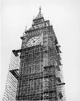 Westminster Collection: Big Ben under Scaffold
