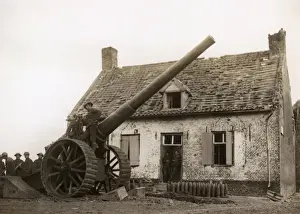 Big gun in Battle of the Lys, near Ypres, WW1