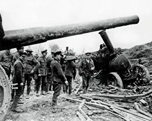 Big gun with tractor in difficulties, Western Front, WW1