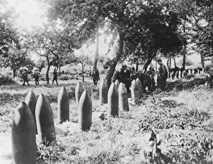 Big shells ready for firing, Western Front, WW1