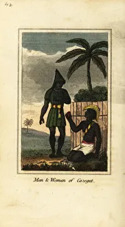 Educational Prints: Bijogos man and woman of Cazegut (Guinea Bissau), 1818