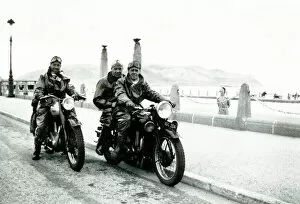 Rider Collection: Three bikers on their veteran BSA motorcycles