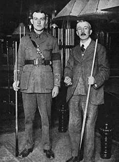 Opponent Prints: Billiard player J. Graham Symes in khaki, WW1
