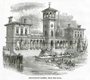 Billingsgate Prints: Billingsgate market, from the river 1868