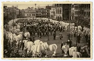 Gilles Prints: Binche, Belgium - people in carnival costume