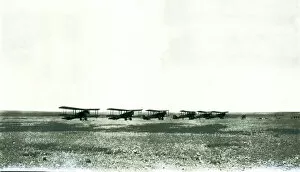 Iraq Gallery: Six biplanes lined up in the desert, Iraq