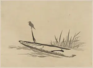 Bird and boat among reeds