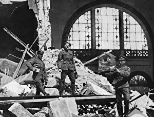 A bird-cage rescued from the ruins of a house, WW1 A bird-cage rescued from the ruins of a house, WW1