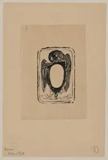 Book Plate Prints: Bird crest or bookplate with opening for text or portrait