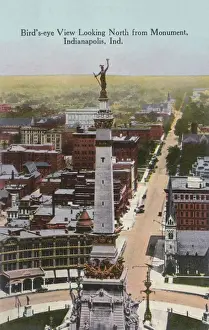 Indiana Prints: Bird s-eye view looking north from Monument, Indianapolis