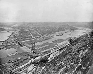 Pennsylvania Prints: Bird s-eye view of Pittsburgh, Pennsylvania, USA