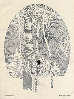 Wintry Prints: Bird in a winter wood