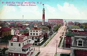 Bird's Eye view of Atlantic City, New Jersey with Lighthouse