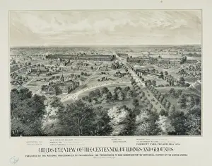 Centennial Prints: Birds eye view of the centennial buildings and grounds