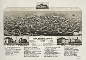 Laramie Prints: Birds eye view of Cheyenne, Wyo. county seat of Laramie Co