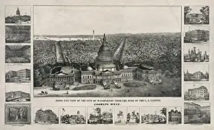 Birds eye view of the city of Washington from the dome of th