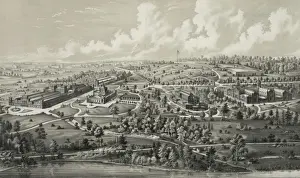 Birds eye view of the international exhibition buildings, Ph
