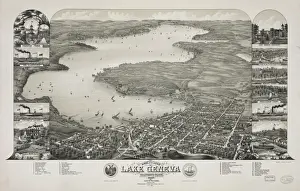 Walworth Prints: Birds eye view of Lake Geneva, Walworth Co. Wis. 1882