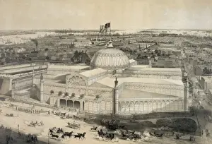 Birds eye view of the New York Crystal Palace and environs