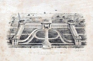 Images Dated 25th May 2011: Birds Eye View of the Pauper Lunatic Asylum, New York