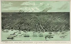 Portion Prints: Birds eye view showing about three miles square of the centr