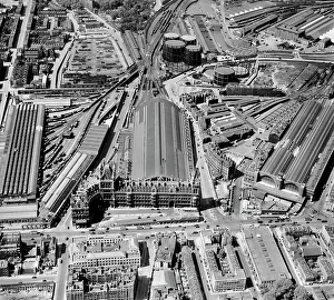 Bird's Eye view of St Pancras Station, St Pancras, London. Date: 1947