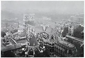 Chapter Prints: Bird's eye view from the top of Victoria Tower of of the magnificent view of the back of Westminster Abbey