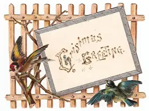 Fretwork Prints: Birds and trellis on a cutout Christmas card