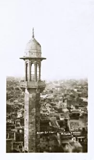 Birdss eye view of the rooftops (and a minaret), Benares