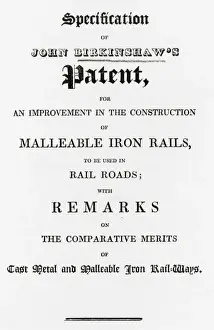 Improvement Prints: Birkinshaws?s Patent for malleable iron rails for railroads