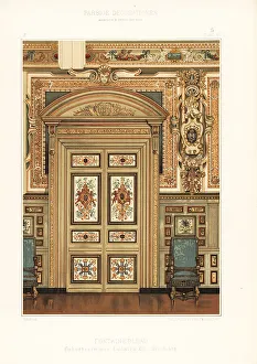 Ernst Wasmuth Prints: Birth room of King Louis XIII at Fontainebleau, 16th century