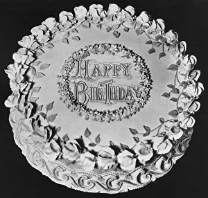 Blossoms Prints: Birthday Cake with Sweet Peas and Apple Blossoms