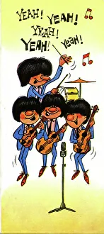 Singing Prints: Birthday card, The Beatles caricature