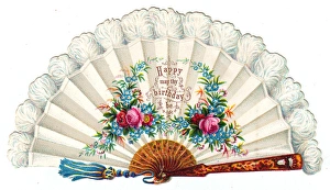 Birthday card in the form of a fan