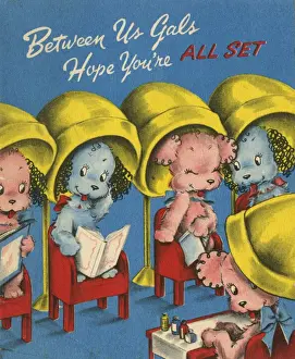 Hairdresser Prints: Birthday card, Between Us Gals