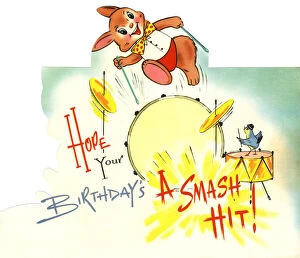 Images Dated 6th September 2018: Birthday card, Hope your birthdays a Smash Hit