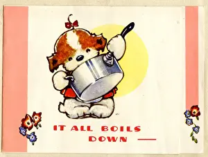 Pups Prints: Birthday Card, Puppy and Saucepan