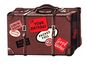 Birthday card in the shape of a suitcase