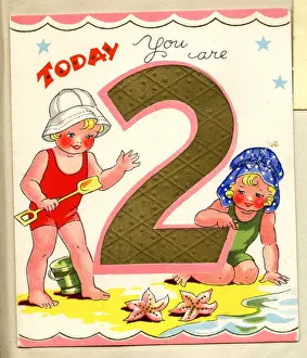 Starfish Prints: Birthday card, Today You Are 2