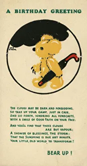 Ignore Prints: Birthday Greetings card - Teddy bear with umbrella