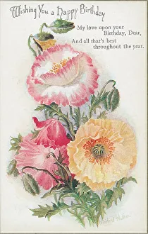 Birthday postcard design with flowers